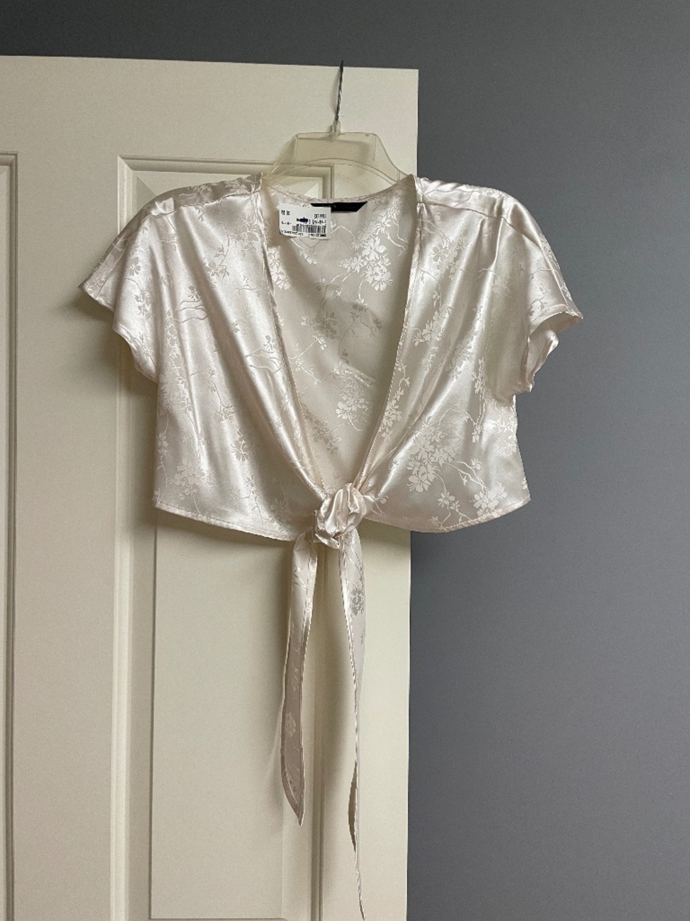 Shein Tie Crop White Top, XS, Women,NWT
